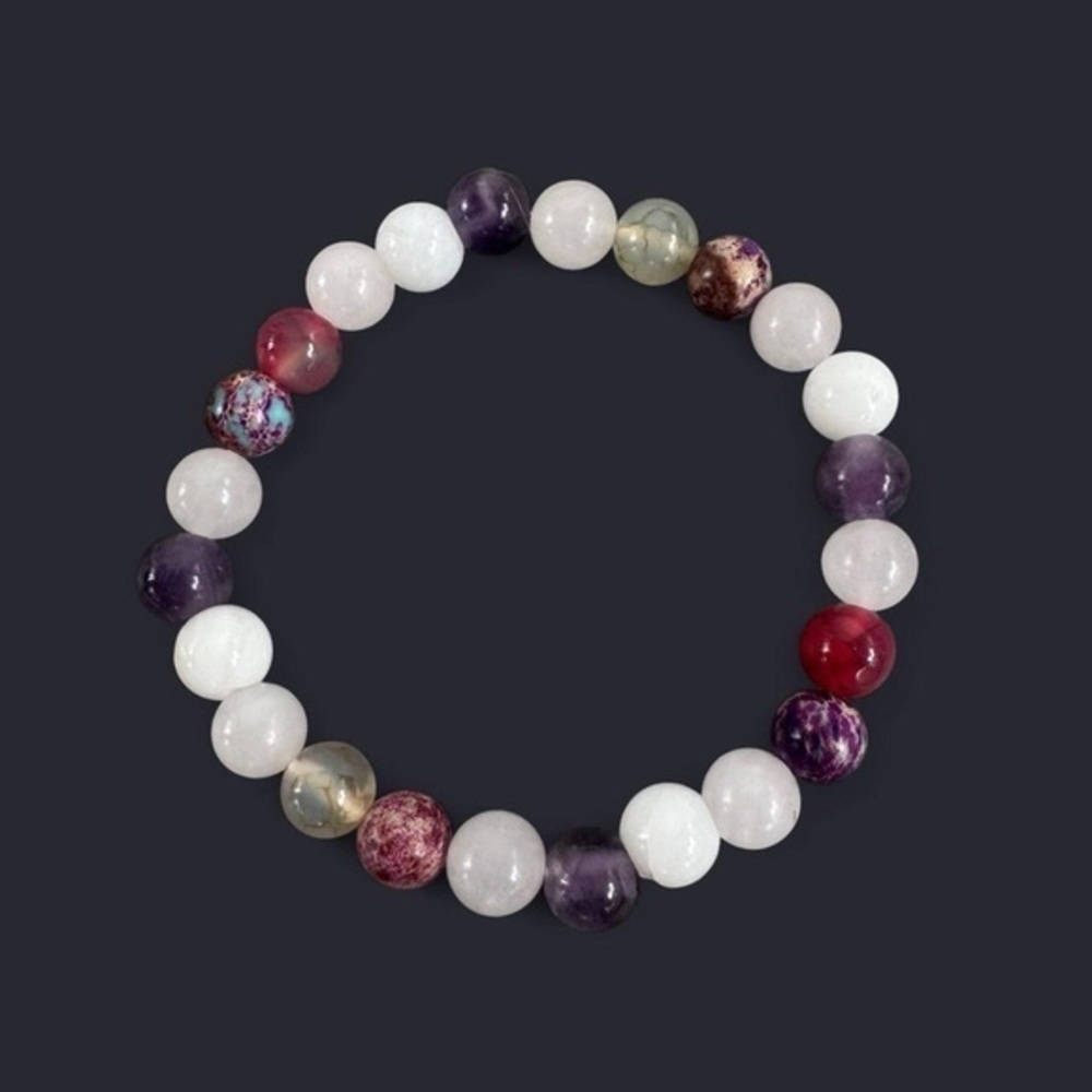 Mixed Stone Gemstone Bead Bracelet 8mm